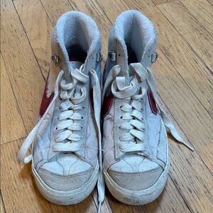 High-Top Sneakers with Red Accents